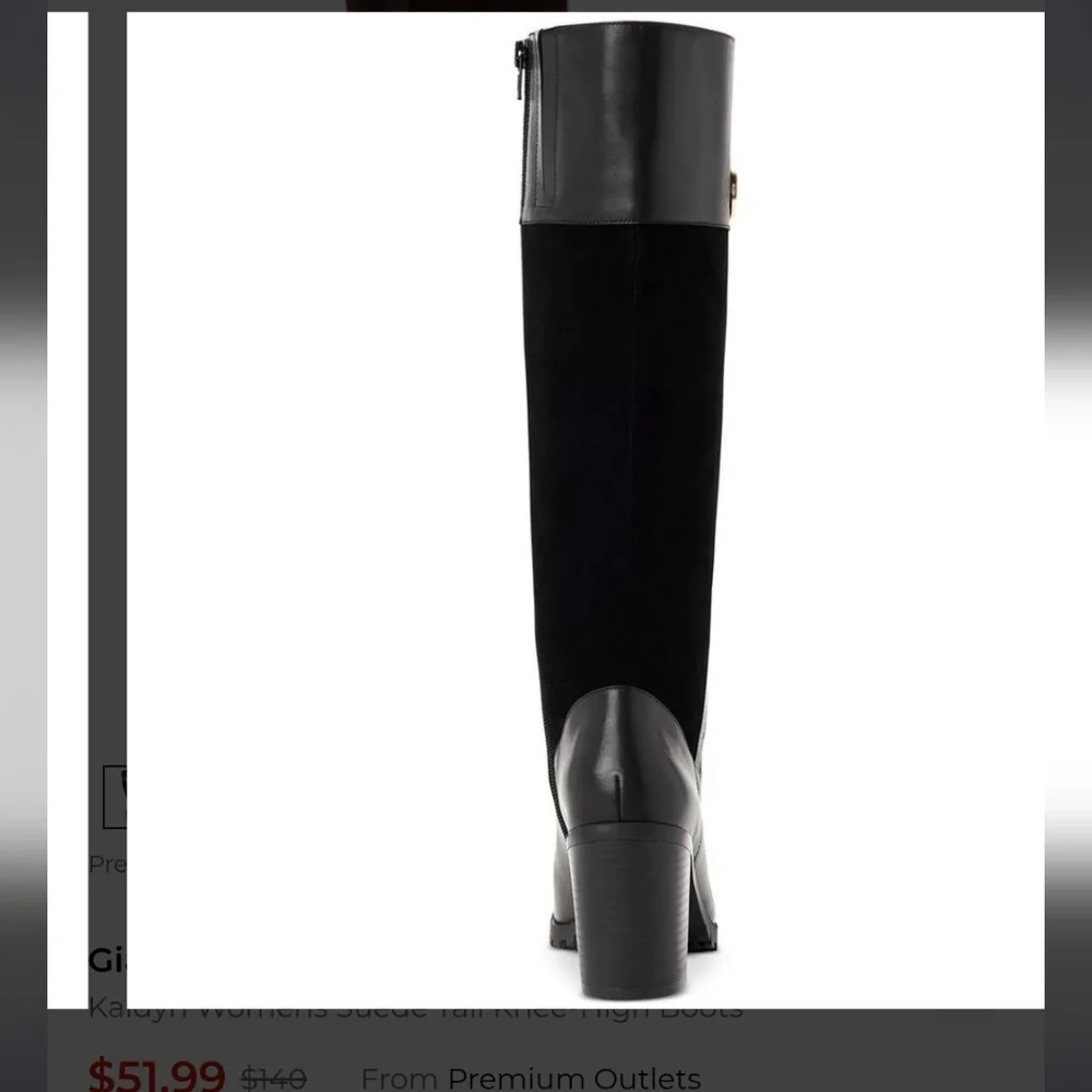 Giani Bernini Kaidyn Black Leather & Suede Knee High Riding Boots Size 10 NIB - Picture 4 of 5